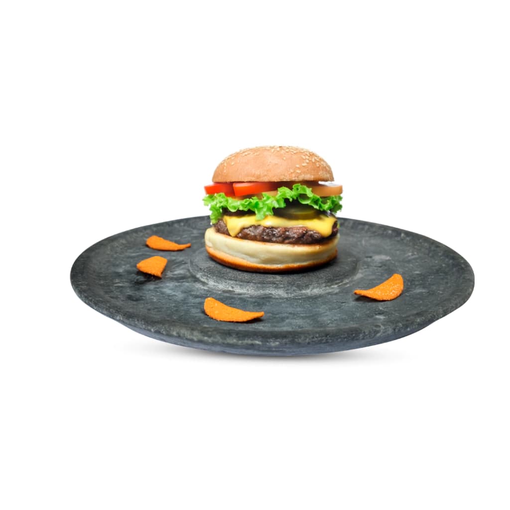 Prato De Pedra Sabão Para Hambuguer Centro Elevado