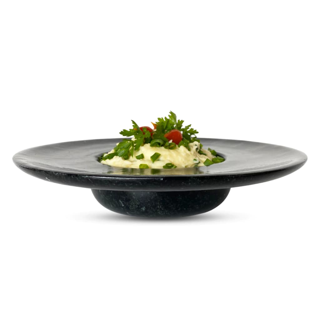 Prato De Pedra Sabão Para Risoto Formato Chapeu Invertido