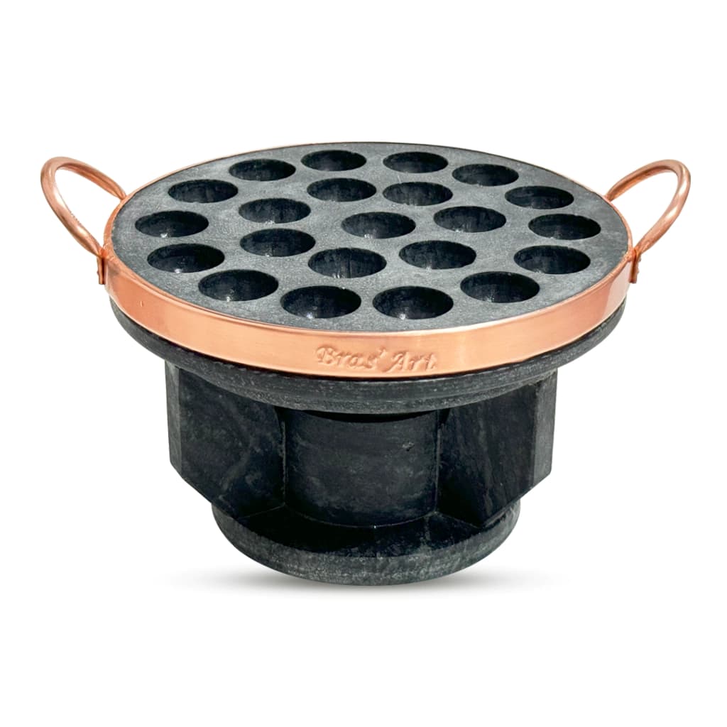 Kit Provolera Para Queijo 27 cm + Rechaud De Pedra Sabão