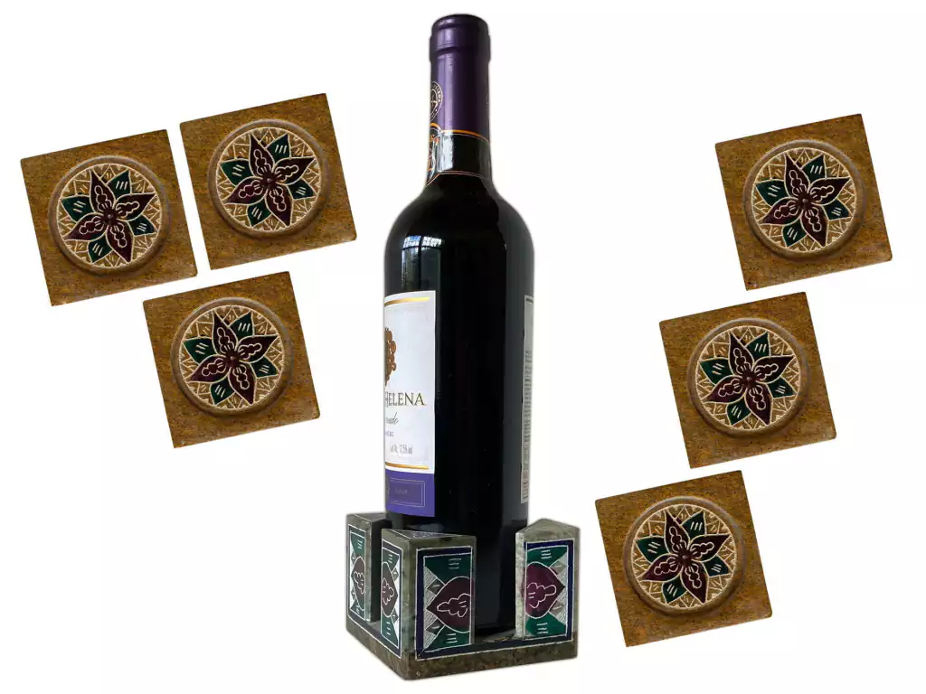 Porta Copo Decorado De Pedra sabão Quadrado Lindo E Delicado